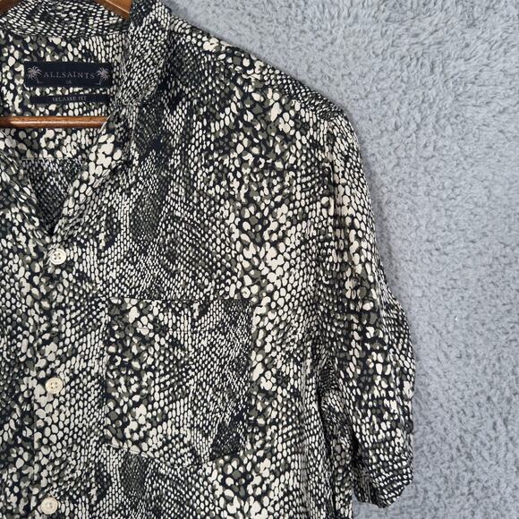 ALLSAINTS Reptilia SS Button Shirt Snake Skin Black Relaxed Fit All Saints - XS - Picture 2 of 8